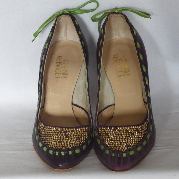 Multi Colour Embellished Pumps With Gold Studded Fronts - Italy - Picture 2 of 6